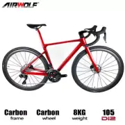 AIRWOLF Carbon Aero Road Bike 105 Di2 24s Ultralight Bicycle Carbon Frame+Wheel