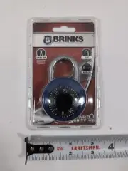 BRINKS Combination Lock Padlock 7/8 inch Standard Security Blue 162-49005 Locker