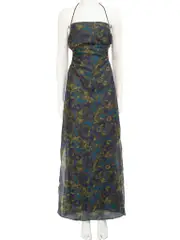Green Primrose Ruched Maxi Dress