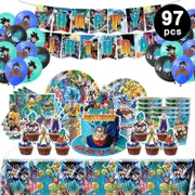 Dragon Ball Theme Party Set 10 Guest Pack Plates Cups Napkins Tablecloth Banner Balloons Cake Toppers