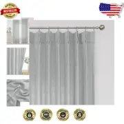 Silver Grey Pinch Pleated Semi Sheer Curtains - Modern 63” Drapes, Pack of 2