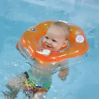 在飛比找蝦皮購物優惠-0-12個月 嬰兒游泳脖圈 橙色嬰兒游泳圈脖圈 兒童泳圈新生