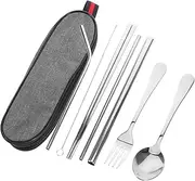 UPKOCH 1 Set Stainless Steel Portable Tableware Set Complete Utensil Kit for Camping Travel Picnics and Outdoor Adventures Durable Lightweight Easy to Carry