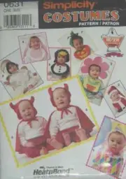 ~ NO SEW SIMPLICITY BABY COSTUME PATTERN CLOWN ANGEL FLOWER PENQUIN 0-12M ~