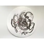 Original Art SASSY Expression Series Round Handmade Asian Ink Abstract Painting