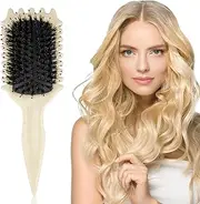 WOHSEROM 1PCS Curly Hair Brush, Curl Defining Brush, Boar Bristle Hair Brush for Combing and Shaping Men's and Women's, Reduce Pulling and Curl Separation for Defined Curls (White)