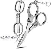 2 Pcs Folding Stainless Steel Portable Mini Travel Scissors, Safety Foldable Pocket Badge Small Scissors All Purpose for Travel, Home, Office, Craft, Sewing, Nurse Accessories (2, Silver)