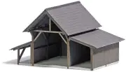 Busch 1382 Ho Scale Rural Barn with Roof (Laser-Cut Series)