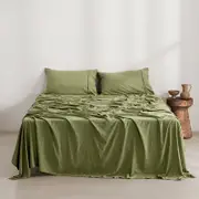 Dreamaker Superfine Washed Microfibre Sheet Set Olive (Single, King Single, Double, Queen, King, Super King)