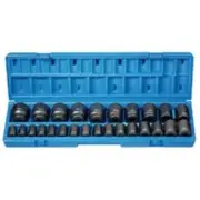 26-Piece 1/2 in. Drive 12-Point Metric Standard Socket Set 1726M GREY PNEUMATIC