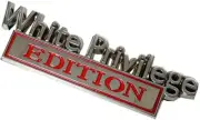 1x Metal White Privilege Edition CAR Emblems Badge 3D Sticker Decal (Chrome Red)