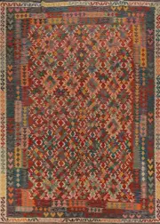 Traditional Reversible Kilim Rugs Handwoven Area Wool Carpet 8x12 ft