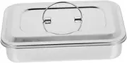 Ipetboom Box for Nail Tools Tray with Thermometer Box 9 Inches Silver Stainless Steel