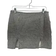 Motel Black White Houndstooth Mini Skirt Polyester Spandex Women’s Medium NWT