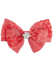 Self-portrait Kids Floral-jacquard Cloqué bow Hair Clip - Red - One ONE