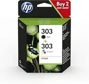 HP 303 (3YM92AE) Original Printer Cartridges 2 Count (Pack of 1) (1xblack, 1xcolor) for HP Envy 6200, 7100, 7134,7220e,7221e,7224e,7800,7900e Tango Printer.Black - 1X 200 pg|Tri-Color - 1 x 165 pg