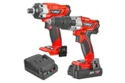 TOPEX 20V Cordless Combo Kit Hammer Drill & Impact Driver w/ Fast Charger