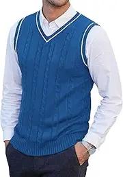 [Generic] Men's Knitwear Vest Sleeveless Casual V Neck Slim Fit Pullover Cashmere Wool Classic Waistcoat Cardigans