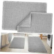 Waffle Bathroom Rugs and Mats Sets 2 Pcs Waffle Bath Mat 18 x 30 and Light Gray