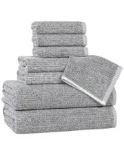 Superior Destin Medium Weight Solid Ribbed 8pc Towel Set