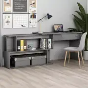 NNEVL Corner Desk High Gloss Grey 200x50x76 cm Chipboard