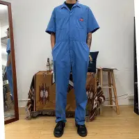 在飛比找Yahoo!奇摩拍賣優惠-DICKIES 水藍 連身工作服 工作褲 二手 古著 短袖