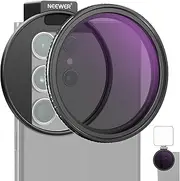 NEEWER 67mm Clip On Variable ND2-32 Phone Lens Filter Kit, Phone Clip w/Threaded Adapter Ring/Cold Shoe/Locking Knob, Variable ND Filter for iPhone 16 15 Pro Max Plus 14 13 Galaxy S22 S23 S24 Ultra