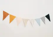 Linen bunting banner, fabric garland, flag decoration, nursery decor