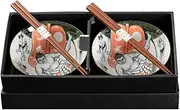 Omotenashi Sumo Donburi Bowls & Chopsticks Set of 2 - Mino Ware Made in Japan