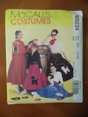 McCalls M6234 50's Poodle Skirt Top Jacket Applique Patterns Scarf CH (7-8-10)