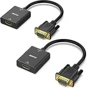 BENFEI HDMI Female to VGA Male Adapter with 3.5mm Audio Jack, 2 Pack Unidirectional HDMI Computer to VGA Monitor/TV Adapter, Compatible with TV Stick Laptop PC Raspberry Pi Roku Xbox