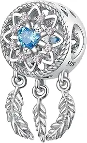 [Generic] Sunflower Dreamcatcher Charm 925 Sterling Silver Bracelet and Necklace Charm Fantasy Feather Bead Charm Women's Jewelry