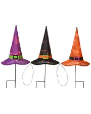 National Tree Company 23in Pre-Lit Multicolor Witchs Hat Garden Stakes
