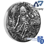 2017 $2 NORSE GODDESSES HEL HIGH RELIEF ANTIQUED 2OZ SILVER COIN
