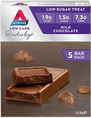 4 x 5 Atkins Low Carb/Sugar 30g Endulge Protein Bar Diet Snack Milk Chocolate 20 pcs