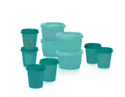 Tupperware Snack Cups & Mini Midgets Set Turquoise Green New