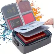Fireproof Document Bag with Lock Safety Bag Waterproof 3-Layer File Storage Case