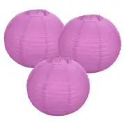 3Pcs Decorative Hanging Round Paper Lanterns 35cm/14", Fuchsia