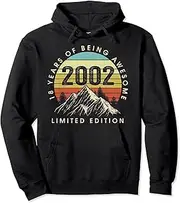 [VidiAmazing] Vintage Made in 2002 18th Bithday 18 Years Old Birthday Pullover Hoodie ds1565