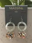 MASSINI dangle fish hook earrings with silver hammered detail