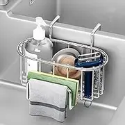 Sink Sponge Holder Kitchen Sink Caddy Organiser Hanging Sponges Rag Scrub Holders Movable Stainless Steel Small In Sink Rack Basket for Kitchen Gadgets(Style A)