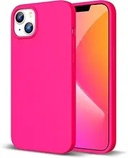 ZUSLAB Case for iPhone 14 Case Real Liquid Silicone Anti-Scratch Gel Rubber Shockproof Cover with Soft Microfiber Lining Drop Full Protection for Apple (2022) - Neon Pink