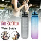 Water Bottle 1L Motivational Drink Flask With Time Markings BPA Free Sport Gym