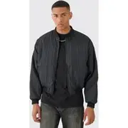 Mens Pleated Bomber Jacket In Black