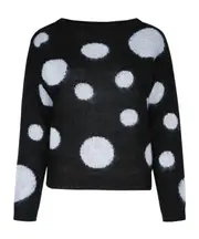 polka-dot knit sweater S Black