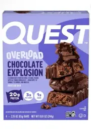 New QUEST Overload Chocolate Explosion Chunks Drizzle Protein 8.61oz (1 Box)