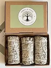 Authentic Extra Wide Californian White Sage Bundles - 3 Pack 10cm Long, 5cm Wide Smudging Ritual for Cleansing Your Space, Body, and Mind