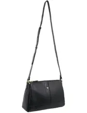 [PIERRE CARDIN] Leather Structured Crossbody Bag in Black