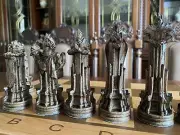 Black “Palladin”, Original chess pieces, Wood carving chess pieces, Carved chess