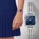 【TISSOT 天梭】LOVELY SQUARE 動人心弦雙針女錶-藍 母親節禮物 送行動電源(T0581091104101)